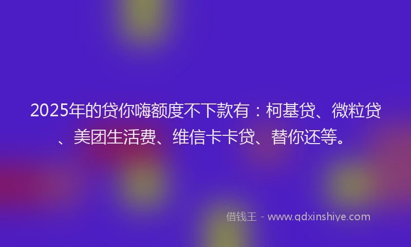 2025年的贷你嗨额度不下款有：柯基贷、微粒贷、美团生活费、维信卡卡贷、替你还等。
