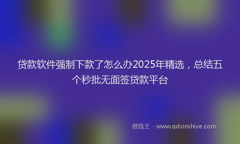贷款软件强制下款了怎么办2025年精选，总结五个秒批无面签贷款平台