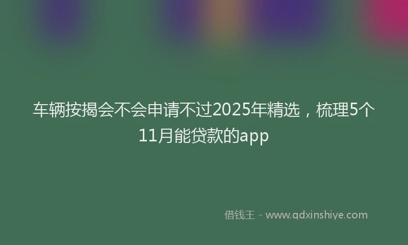 车辆按揭会不会申请不过2025年精选，梳理5个11月能贷款的app