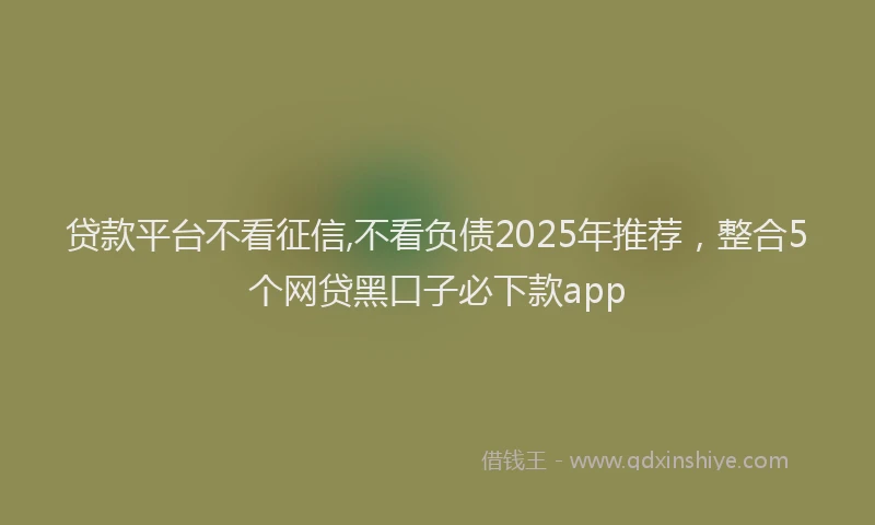 贷款平台不看征信,不看负债2025年推荐，整合5个网贷黑口子必下款app