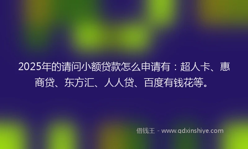 2025年的请问小额贷款怎么申请有：超人卡、惠商贷、东方汇、人人贷、百度有钱花等。