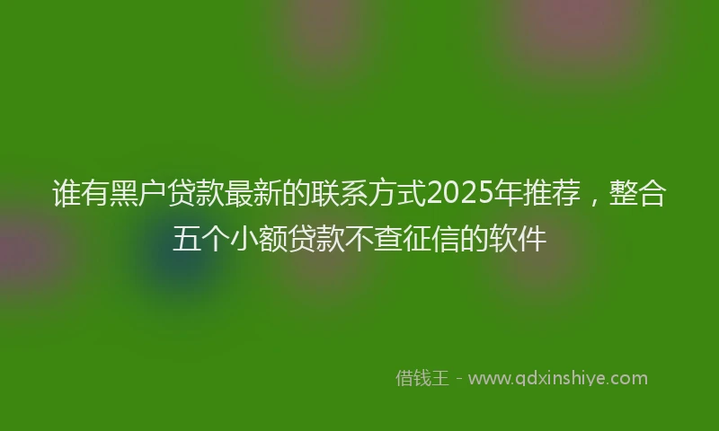 谁有黑户贷款最新的联系方式2025年推荐，整合五个小额贷款不查征信的软件