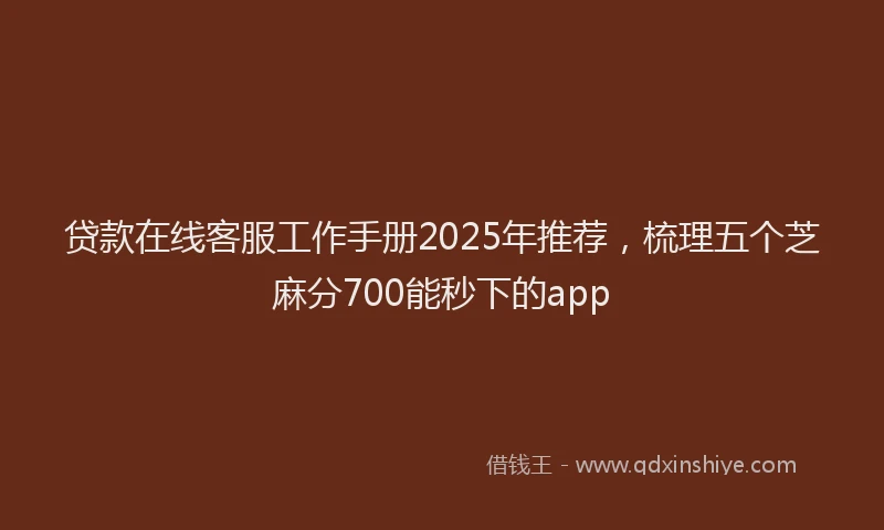 贷款在线客服工作手册2025年推荐，梳理五个芝麻分700能秒下的app