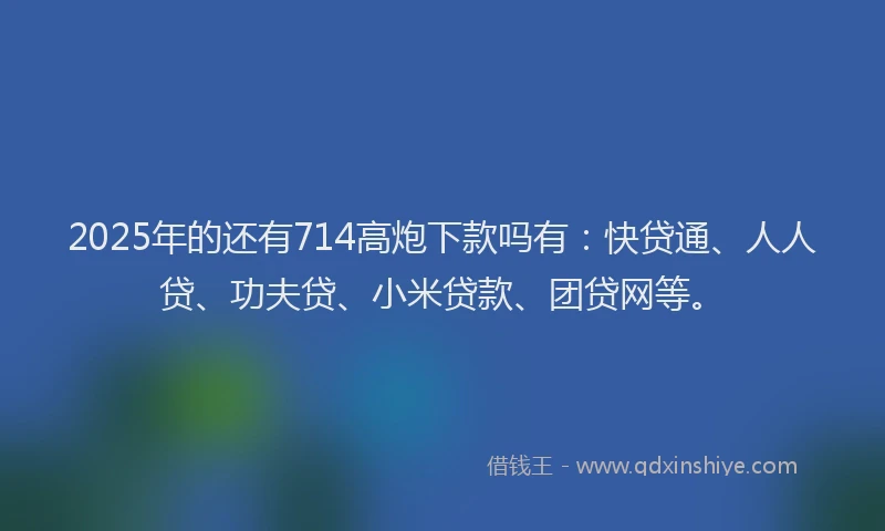 2025年的还有714高炮下款吗有：快贷通、人人贷、功夫贷、小米贷款、团贷网等。