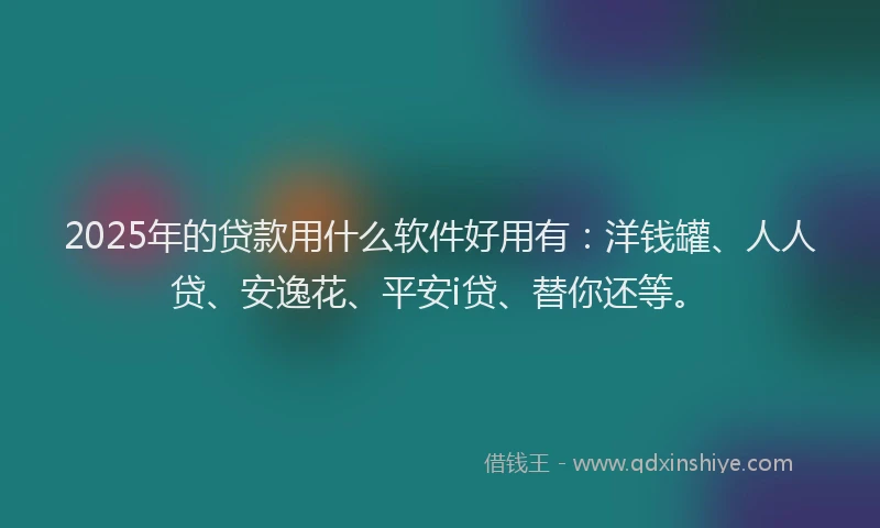 2025年的贷款用什么软件好用有：洋钱罐、人人贷、安逸花、平安i贷、替你还等。