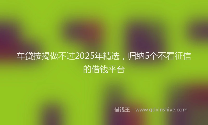 车贷按揭做不过2025年精选，归纳5个不看征信的借钱平台