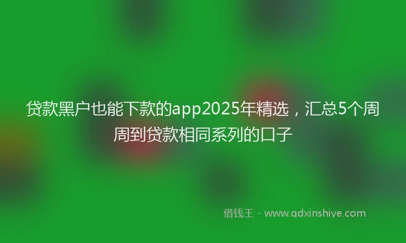 贷款黑户也能下款的app2025年精选，汇总5个周周到贷款相同系列的口子