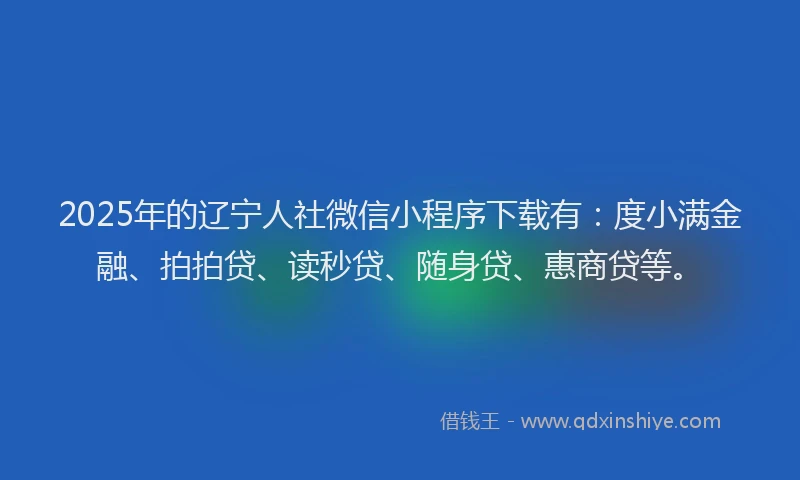 2025年的辽宁人社微信小程序下载有：度小满金融、拍拍贷、读秒贷、随身贷、惠商贷等。