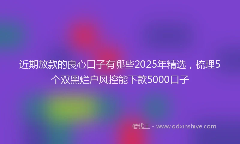 近期放款的良心口子有哪些2025年精选，梳理5个双黑烂户风控能下款5000口子