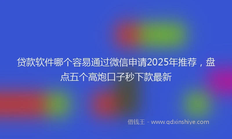 贷款软件哪个容易通过微信申请2025年推荐，盘点五个高炮口子秒下款最新