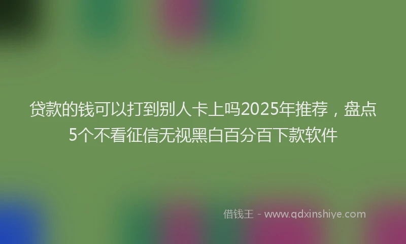 贷款的钱可以打到别人卡上吗2025年推荐，盘点5个不看征信无视黑白百分百下款软件