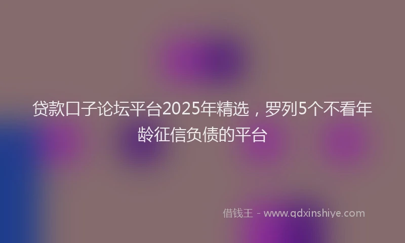 贷款口子论坛平台2025年精选，罗列5个不看年龄征信负债的平台