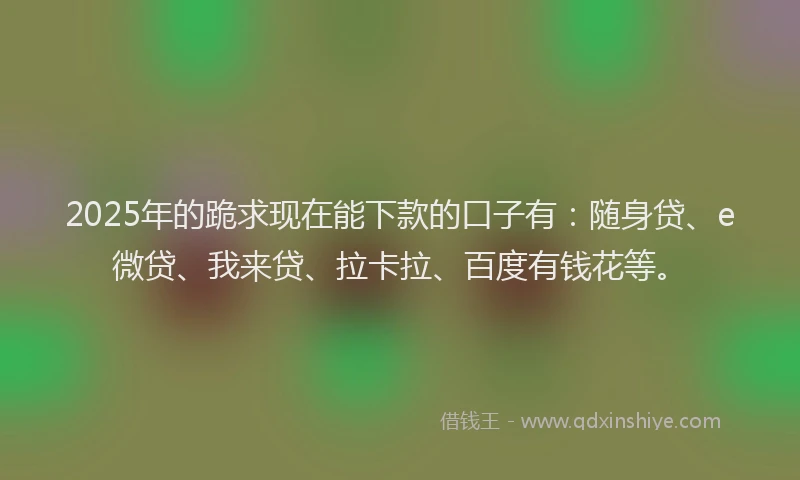 2025年的跪求现在能下款的口子有：随身贷、e微贷、我来贷、拉卡拉、百度有钱花等。