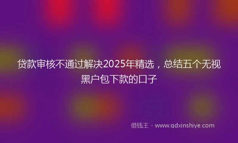 贷款审核不通过解决2025年精选，总结五个无视黑户包下款的口子