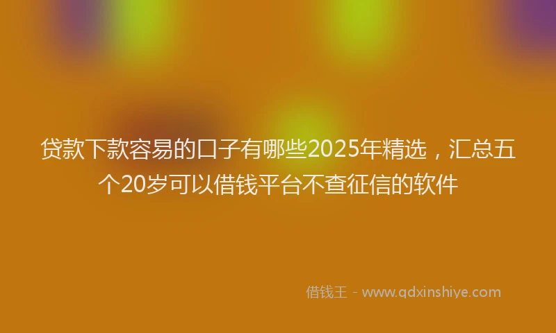 贷款下款容易的口子有哪些2025年精选，汇总五个20岁可以借钱平台不查征信的软件