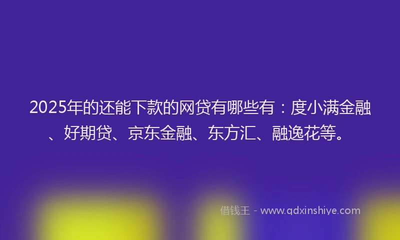 2025年的还能下款的网贷有哪些有：度小满金融、好期贷、京东金融、东方汇、融逸花等。