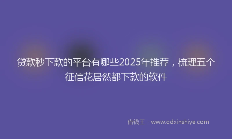 贷款秒下款的平台有哪些2025年推荐，梳理五个征信花居然都下款的软件