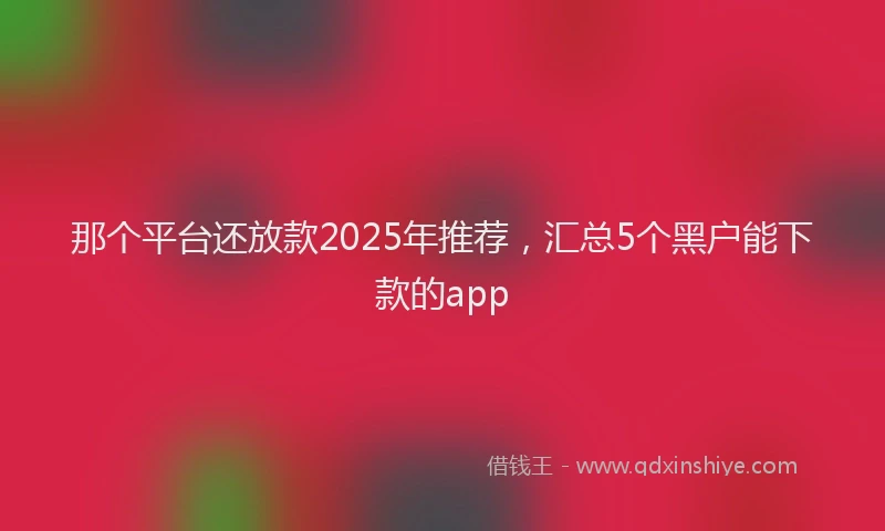那个平台还放款2025年推荐，汇总5个黑户能下款的app