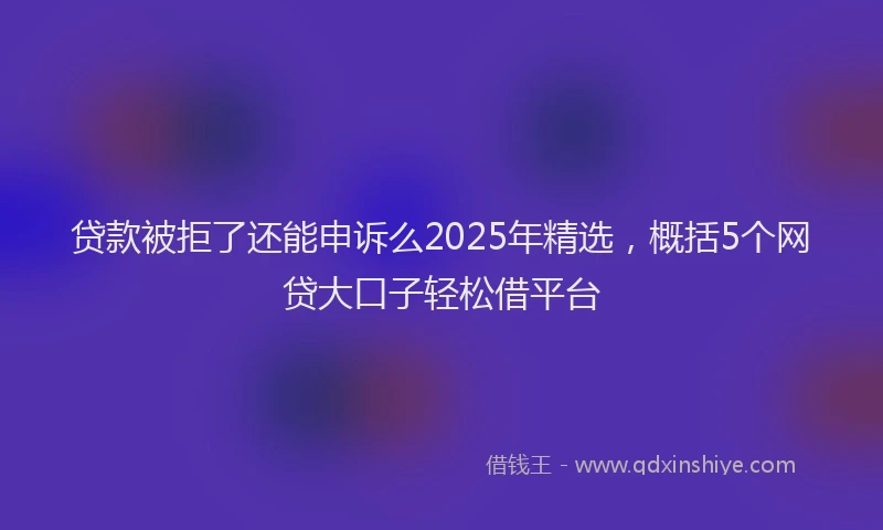 贷款被拒了还能申诉么2025年精选，概括5个网贷大口子轻松借平台