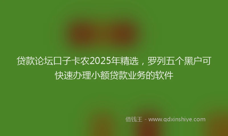 贷款论坛口子卡农2025年精选，罗列五个黑户可快速办理小额贷款业务的软件