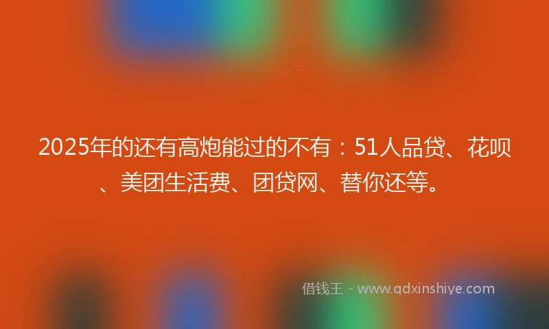 2025年的还有高炮能过的不有：51人品贷、花呗、美团生活费、团贷网、替你还等。