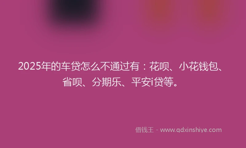 2025年的车贷怎么不通过有：花呗、小花钱包、省呗、分期乐、平安i贷等。