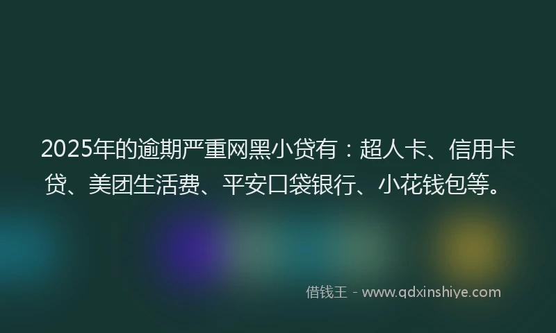 2025年的逾期严重网黑小贷有：超人卡、信用卡贷、美团生活费、平安口袋银行、小花钱包等。