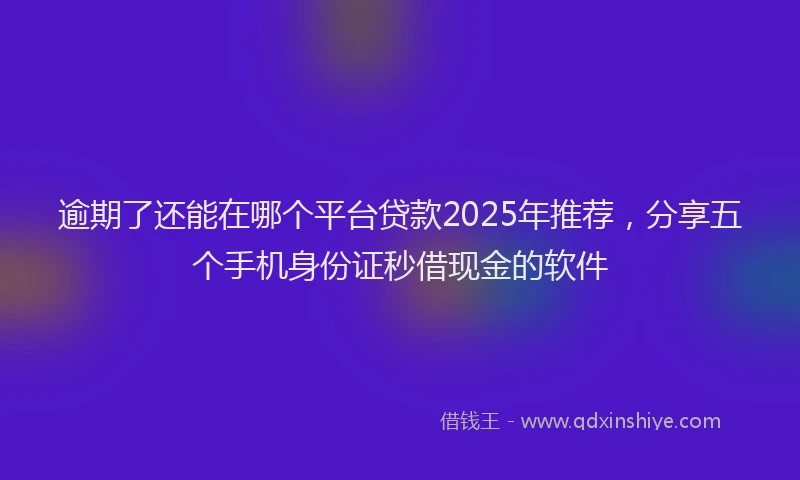 逾期了还能在哪个平台贷款2025年推荐，分享五个手机身份证秒借现金的软件