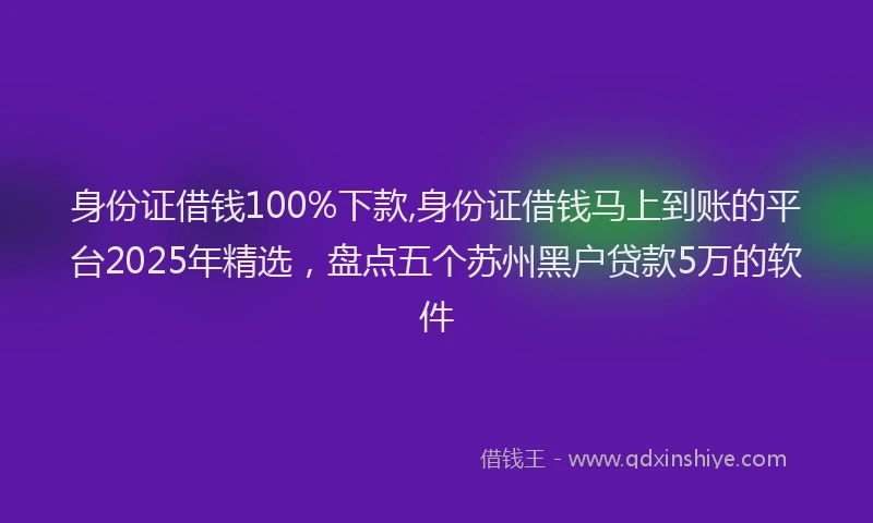 身份证借钱100%下款,身份证借钱马上到账的平台2025年精选，盘点五个苏州黑户贷款5万的软件