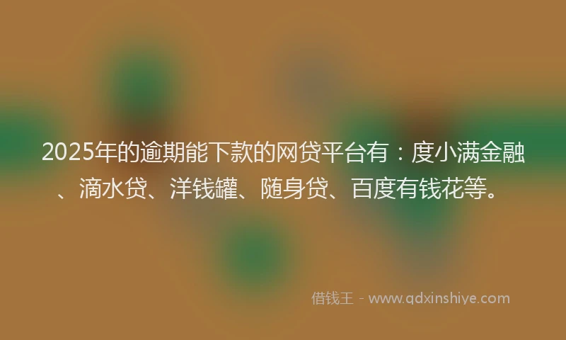 2025年的逾期能下款的网贷平台有：度小满金融、滴水贷、洋钱罐、随身贷、百度有钱花等。