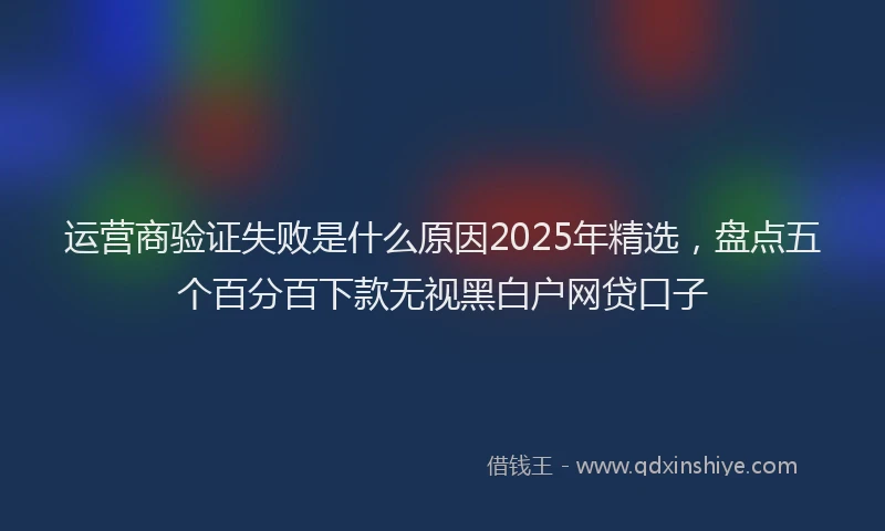 运营商验证失败是什么原因2025年精选，盘点五个百分百下款无视黑白户网贷口子