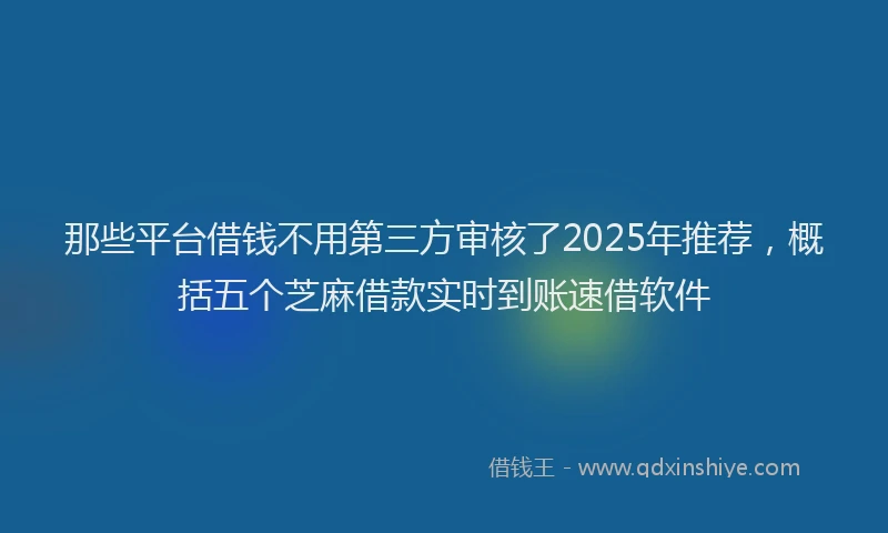 那些平台借钱不用第三方审核了2025年推荐，概括五个芝麻借款实时到账速借软件