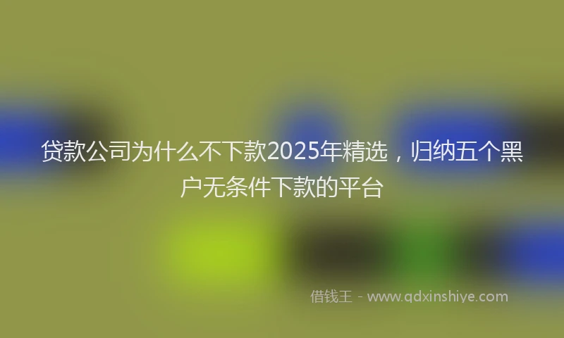 贷款公司为什么不下款2025年精选，归纳五个黑户无条件下款的平台