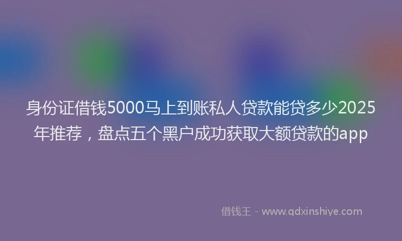 身份证借钱5000马上到账私人贷款能贷多少2025年推荐，盘点五个黑户成功获取大额贷款的app
