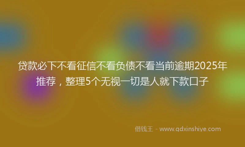 贷款必下不看征信不看负债不看当前逾期2025年推荐，整理5个无视一切是人就下款口子