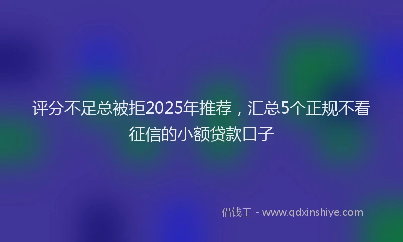 评分不足总被拒2025年推荐，汇总5个正规不看征信的小额贷款口子
