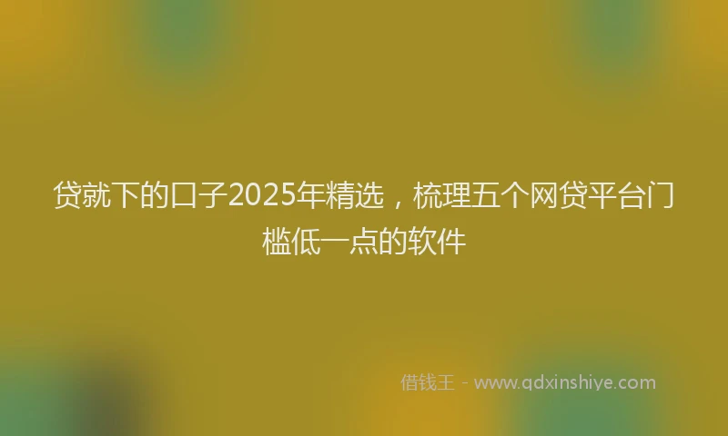 贷就下的口子2025年精选，梳理五个网贷平台门槛低一点的软件