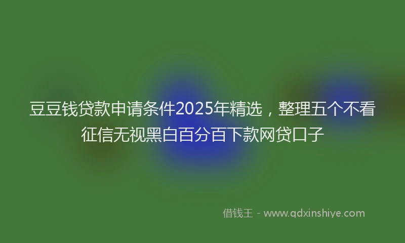 豆豆钱贷款申请条件2025年精选，整理五个不看征信无视黑白百分百下款网贷口子