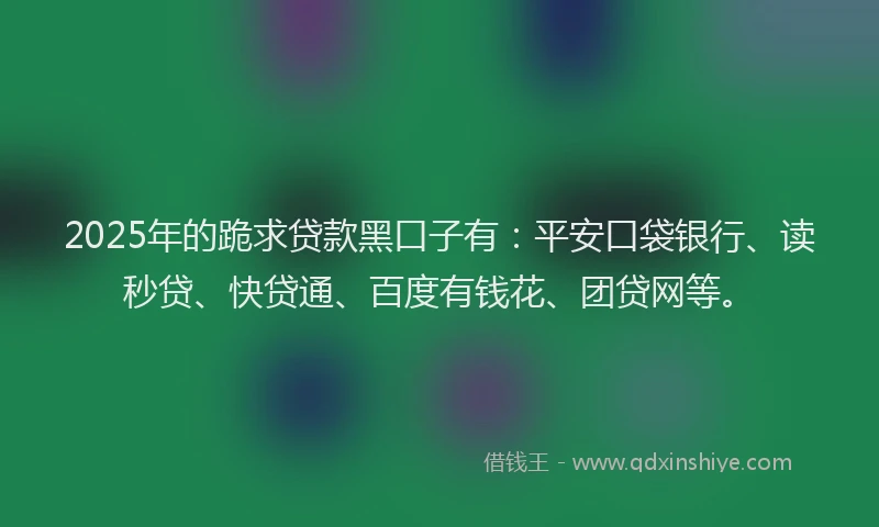 2025年的跪求贷款黑口子有：平安口袋银行、读秒贷、快贷通、百度有钱花、团贷网等。