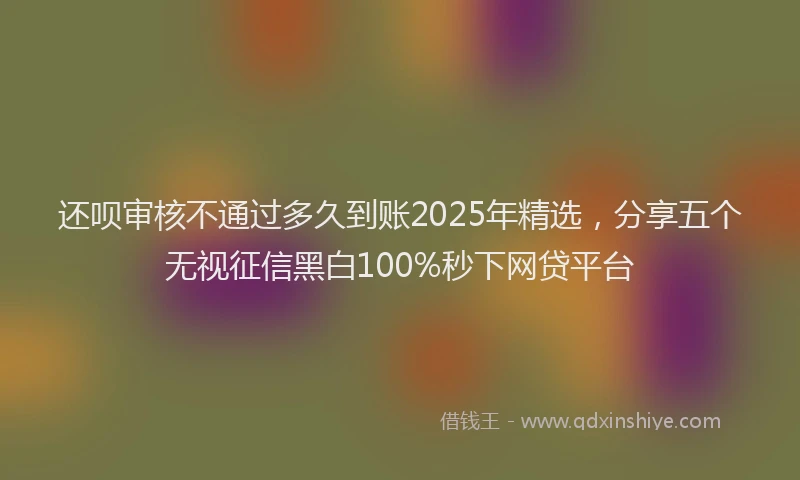 还呗审核不通过多久到账2025年精选，分享五个无视征信黑白100%秒下网贷平台