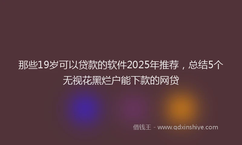 那些19岁可以贷款的软件2025年推荐，总结5个无视花黑烂户能下款的网贷