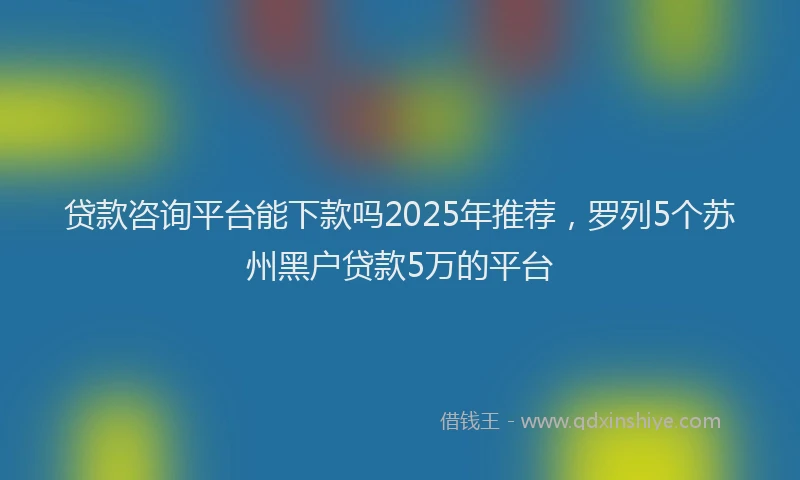 贷款咨询平台能下款吗2025年推荐，罗列5个苏州黑户贷款5万的平台