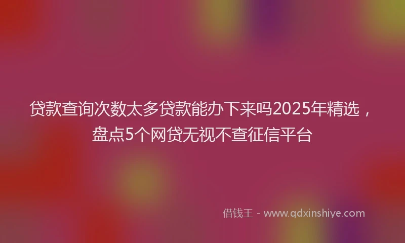 贷款查询次数太多贷款能办下来吗2025年精选，盘点5个网贷无视不查征信平台