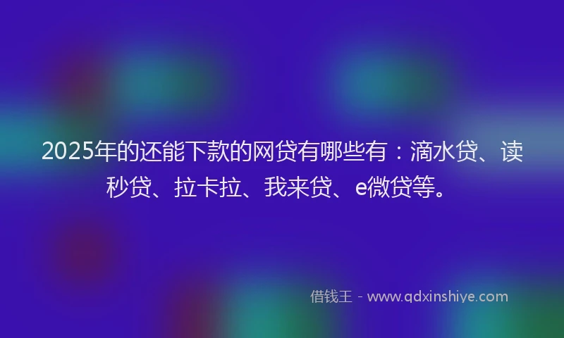 2025年的还能下款的网贷有哪些有：滴水贷、读秒贷、拉卡拉、我来贷、e微贷等。