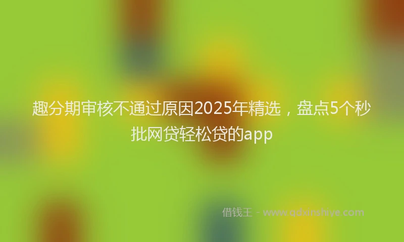 趣分期审核不通过原因2025年精选，盘点5个秒批网贷轻松贷的app