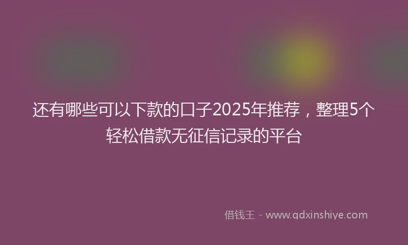 还有哪些可以下款的口子2025年推荐，整理5个轻松借款无征信记录的平台