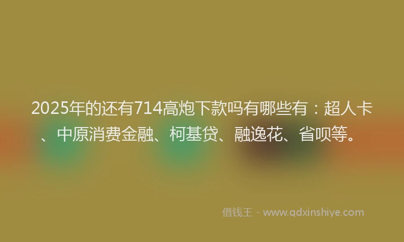 2025年的还有714高炮下款吗有哪些有：超人卡、中原消费金融、柯基贷、融逸花、省呗等。