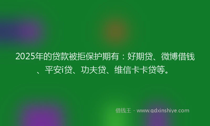 2025年的贷款被拒保护期有：好期贷、微博借钱、平安i贷、功夫贷、维信卡卡贷等。