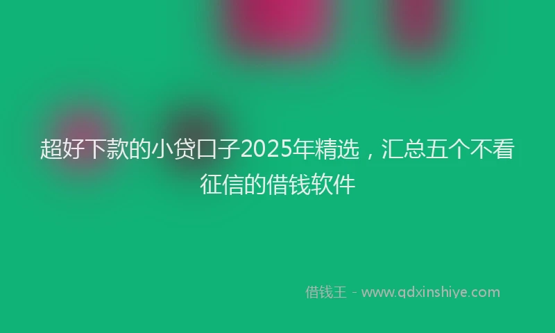 超好下款的小贷口子2025年精选，汇总五个不看征信的借钱软件