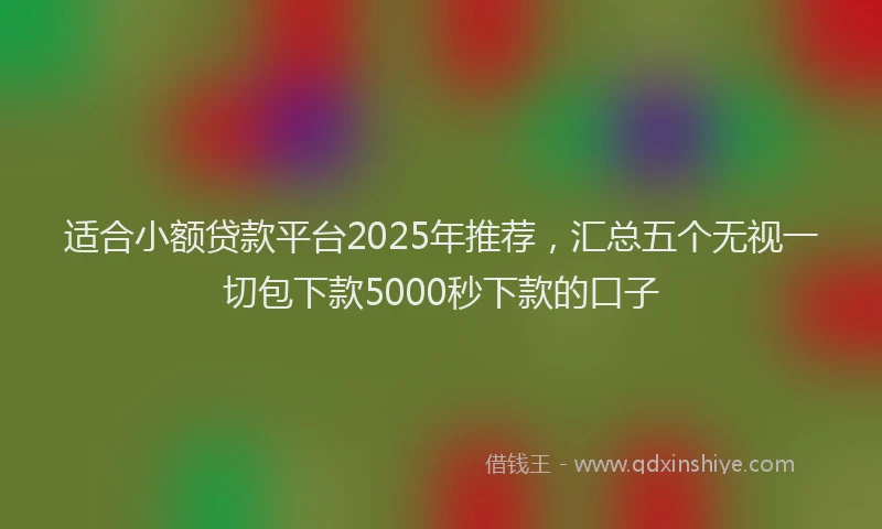 适合小额贷款平台2025年推荐，汇总五个无视一切包下款5000秒下款的口子